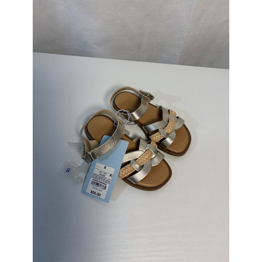 Cat & Jack Toddler Girls Suki Braided Metallic Gold Sandals Size 6 NWT